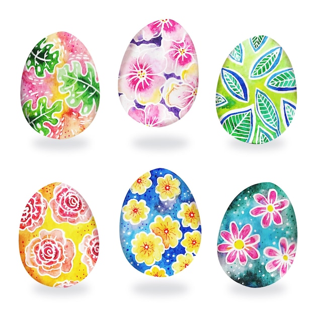 Watercolor easter egg collection