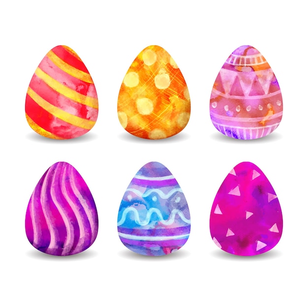 Free vector watercolor easter eggs collection