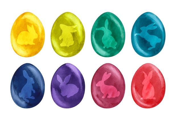 Watercolor easter eggs collection