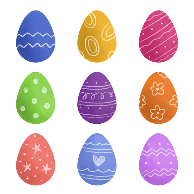 Watercolor easter eggs collection