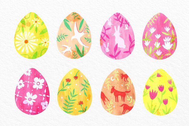 Watercolor easter element collection