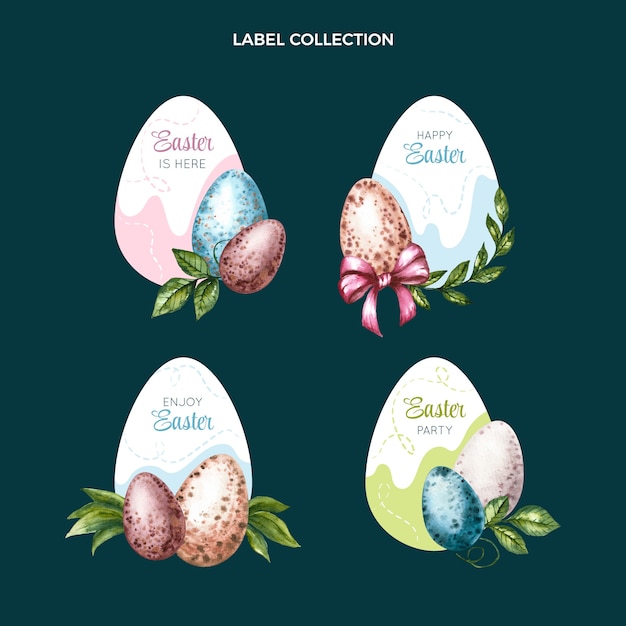 Watercolor easter labels collection