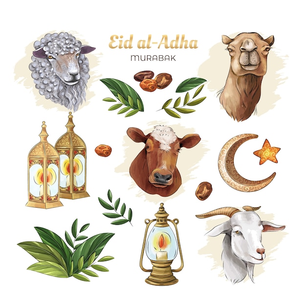 Free Vector watercolor eid al-adha elements