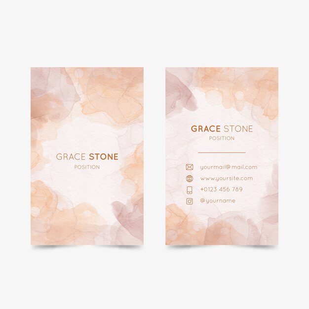 Watercolor elegant vertical business card template