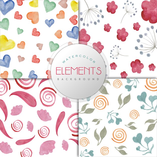 Free Vector watercolor elements pattern background collection