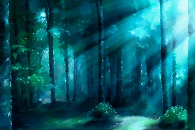 Free vector watercolor enchanted forest illustration