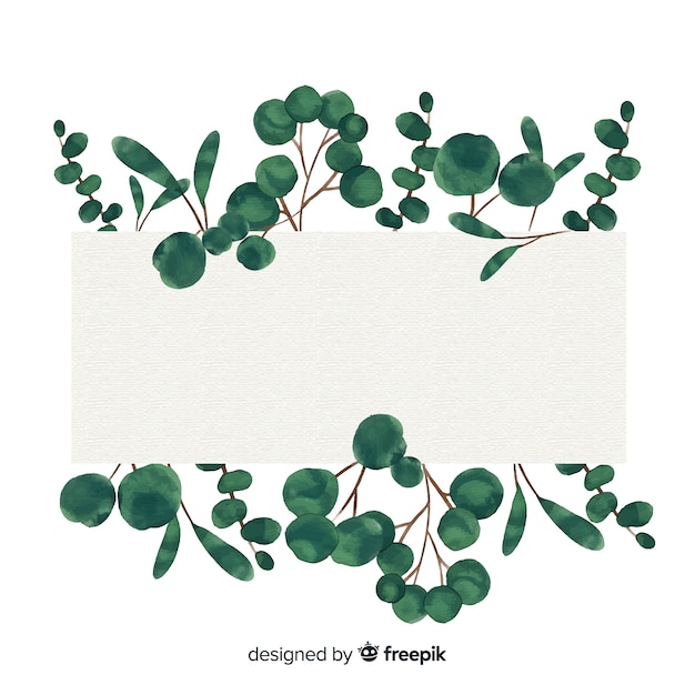 Free Vector watercolor eucalyptus banner with blank banner