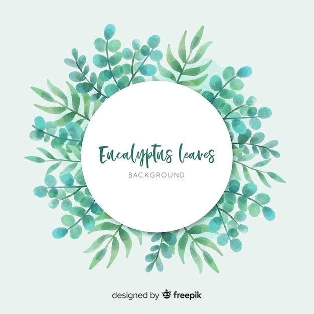 Watercolor eucalyptus leaves background