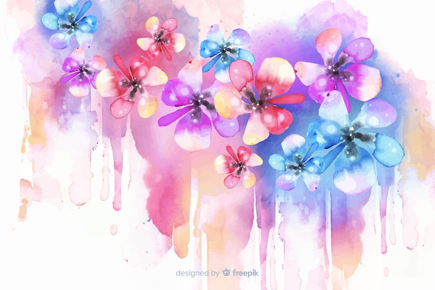 Free Vector watercolor exotic colorful floral background