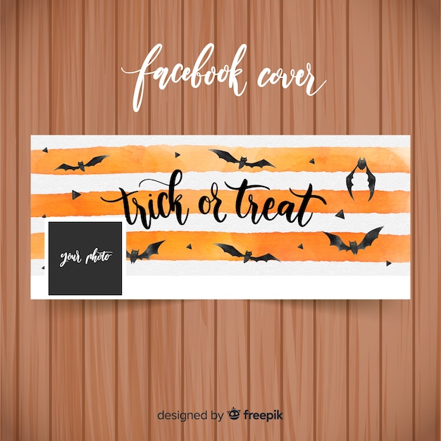 Watercolor facebook banner with halloween concept