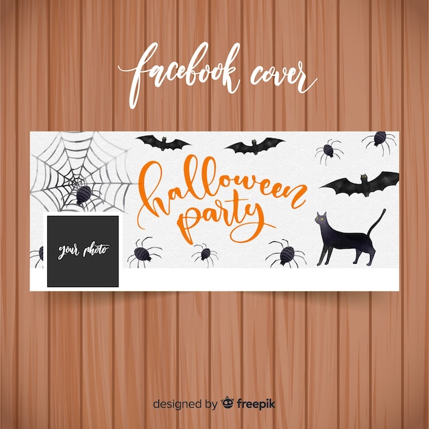 Watercolor facebook banner with halloween concept