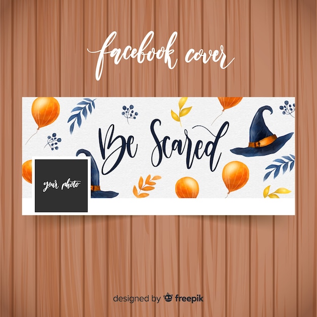 Watercolor facebook banner with halloween concept