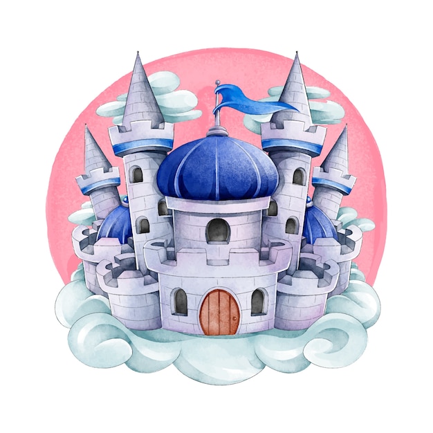 Free Vector watercolor fairytale castle