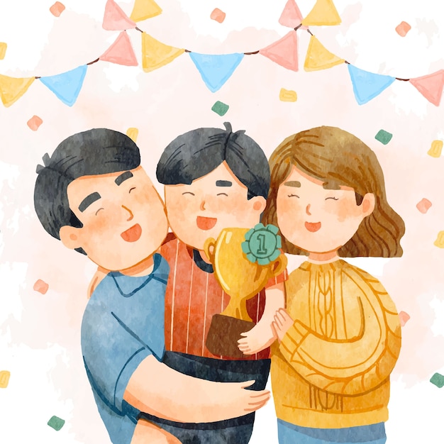 Watercolor family moments illustration