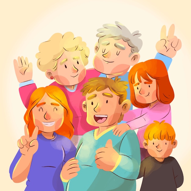 Free vector watercolor family reunion illustration