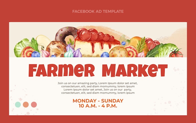 Watercolor farmer marker facebook template