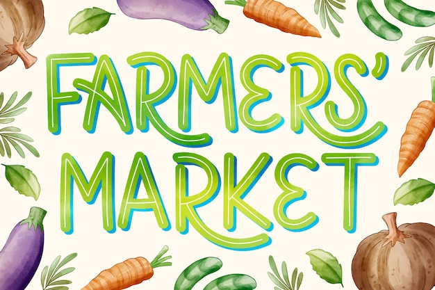 Watercolor farmers market illustration