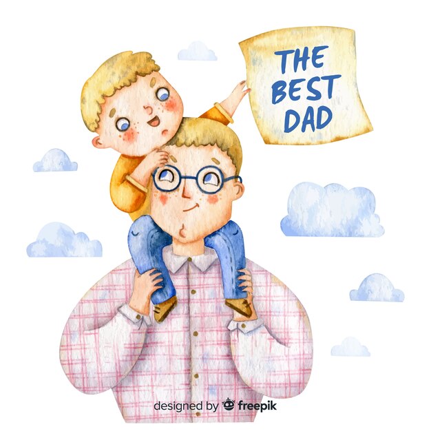 Watercolor father's day background