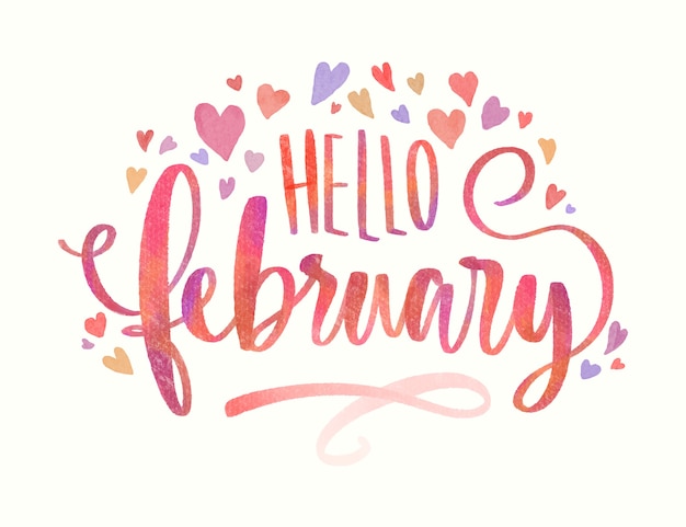 Watercolor february month of love background