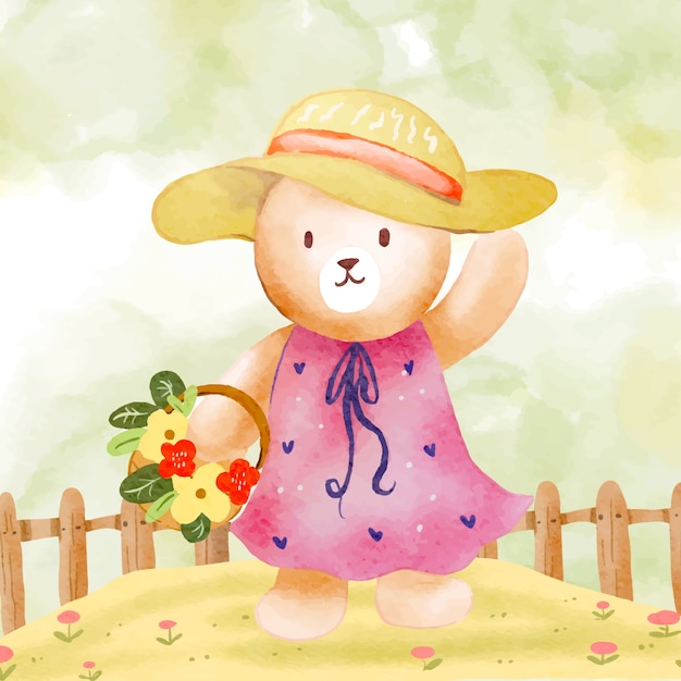 Free Vector watercolor female bear illustration