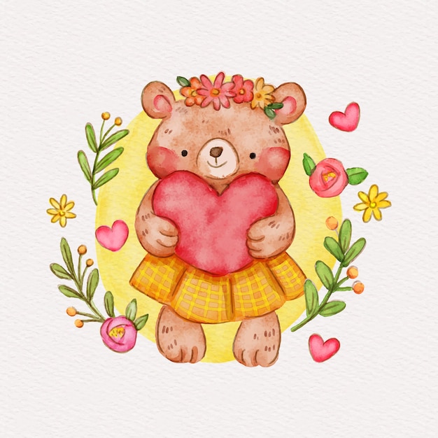 Watercolor female bear illustration