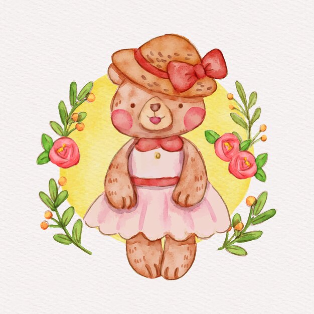 Watercolor female bear illustration