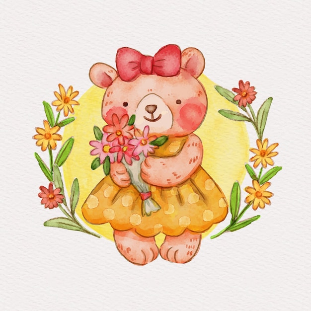 Free Vector watercolor female bear illustration