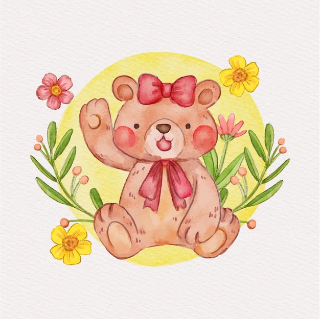 Watercolor female bear illustration