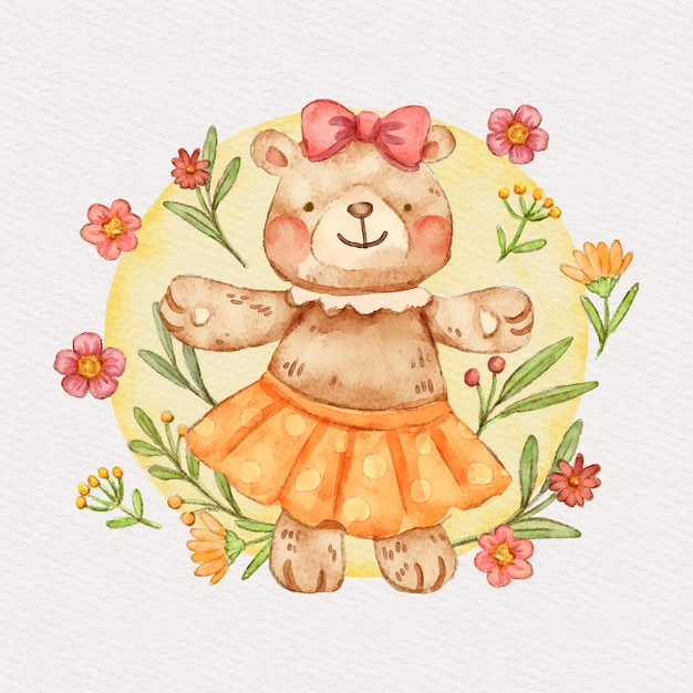 Free Vector watercolor female bear illustration