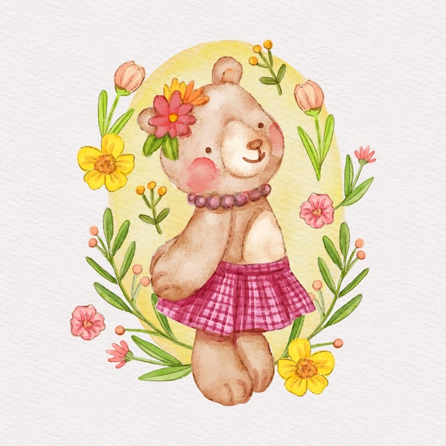 Watercolor female bear illustration