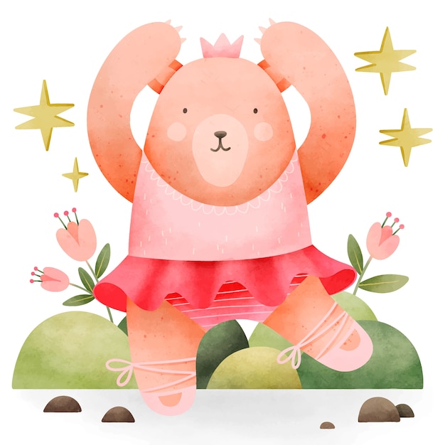 Free Vector watercolor female bear illustration