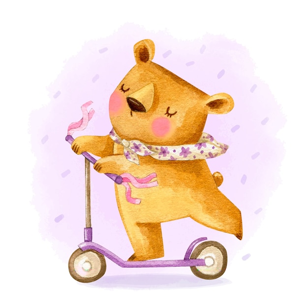 Free Vector watercolor female bear illustration