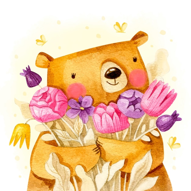 Watercolor female bear illustration