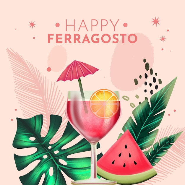 Free Vector watercolor ferragosto illustration