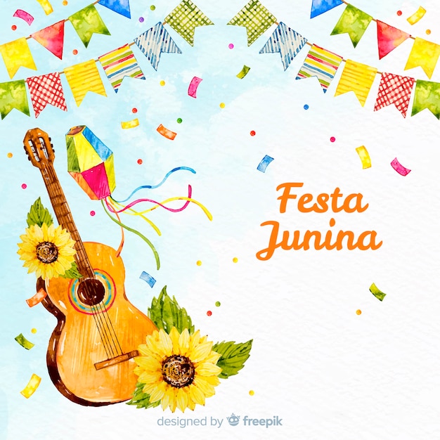 Watercolor festa junina background