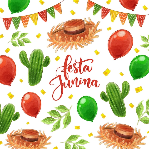 Free Vector watercolor festa junina concept