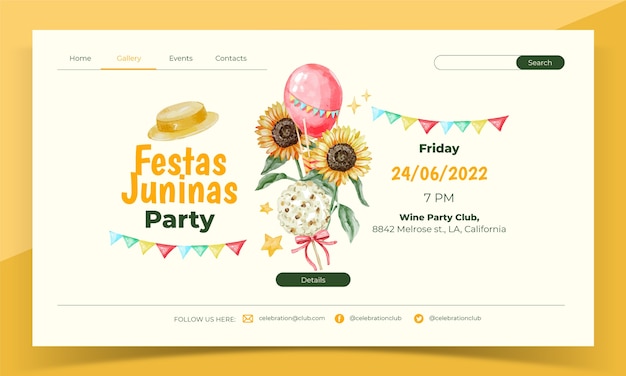 Watercolor festas juninas landing page template