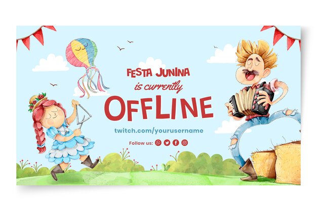 Watercolor festas juninas twitch background