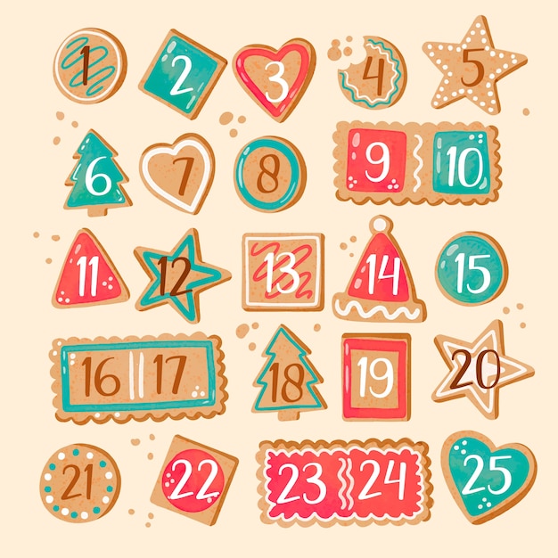 Watercolor festive advent calendar