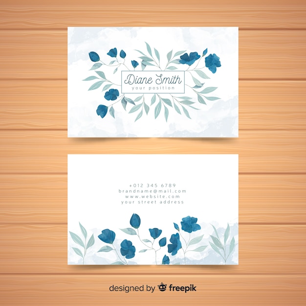 Watercolor floral business card template