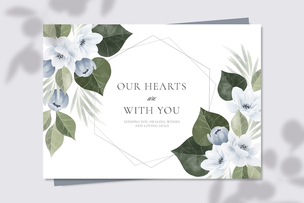 Free Vector watercolor floral condolence card template