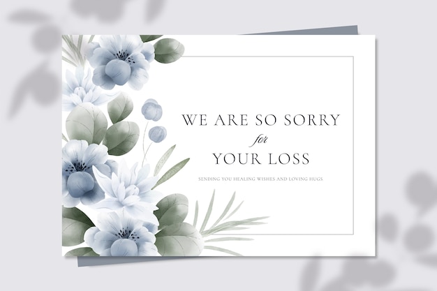 Free vector watercolor floral condolence card template