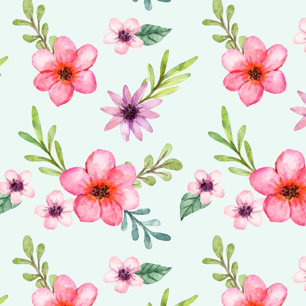 Watercolor floral decorations pattern