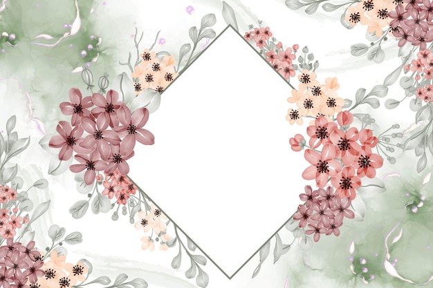 Free Vector watercolor floral frame background of flower small with white space