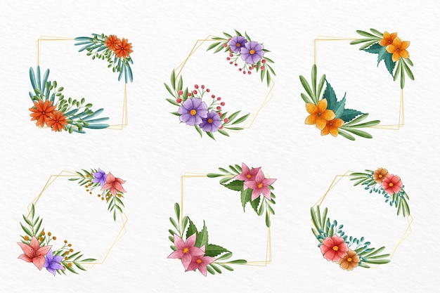 Watercolor floral frame collection