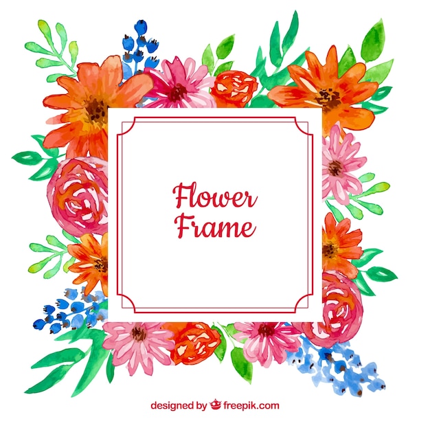 Free vector watercolor floral frame with lovely style