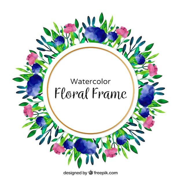 Watercolor floral frame with lovely style