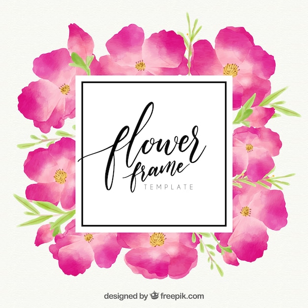 Free Vector watercolor floral frame with modern design