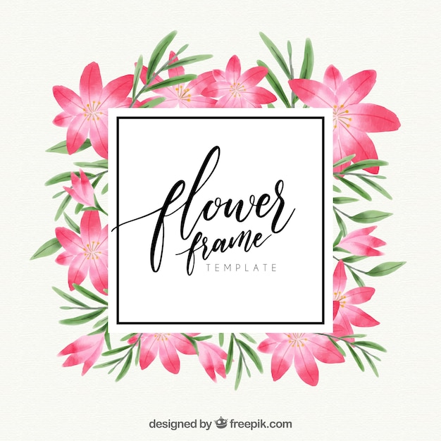 Free Vector watercolor floral frame with tropical style