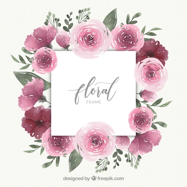 Free Vector watercolor floral frame